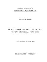 Về sự xác định duy nhất của đa thức vi phân đối  với hàm phân hình (LA tiến sĩ)
