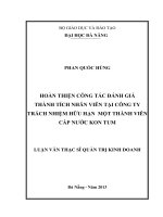 Hoàn thiện công tác đánh giá thành tích nhân viên tại Công ty TNHH MTV cấp nước Kon Tum