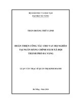 Hoàn thiện công tác cho vay hộ nghèo tại ngân hàng chính sách xã hội Thành phố Đà Nẵng