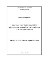 Giải pháp phát triển hoạt động bão lãnh tại ngân hàng TMCP quân đội CN Bình Định.
