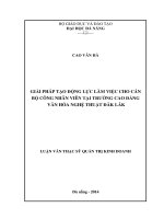 Giải pháp tạo động lực làm việc cho cán bộ công nhân viên tại Trường cao đẳng văn hoá nghệ thuật Đăk Lăk