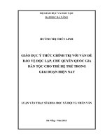 Giáo dục ý thức chính trị với vấn đề bảo vệ độc lập chủ quyền quốc gia dân tộc cho thế hệ trẻ trong giai đoạn hiện nay