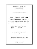 Hoàn thiện chính sách thu hút nguồn nhân lực ngành y tế Tỉnh Quảng Ngãi