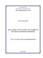 Quản trị kế toán tại đơn vị sự nghiệp có thu thuộc Thanh tra Chính phủ