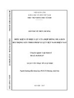 Điều kiện có hiệu lực của hợp đồng mua bán bất động sản theo quy định của Pháp luật Việt Nam hiện nay