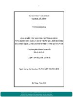 Giải quyết việc làm cho người lao động vùng bị thu hồi đất sản xuất trong quá trình đô thị hoá trên địa bàn Thành phố Tam Kỳ , Tỉnh Quảng Nam.