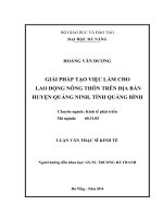 Giải pháp tạo việc làm cho lao động nông thôn trên địa bàn huyện Quảng Ninh, tỉnh Quảng Bình.
