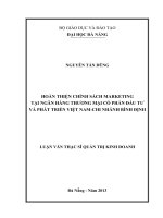 Hoàn thiện chính sách marketing tại ngân hàng TMCP Đầu tư và phát triển Việt Nam - Chi nhánh Bình Định.