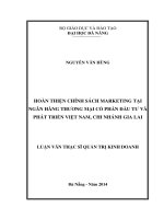 Hoàn thiện chính sách marketing tại ngân hàng TMCP đầu tư và phát triển VN, chi nhánh Gia Lai.