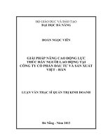 Giải pháp nâng cao động lực thúc đẩy người lao động tại công ty cổ phần đầu tư và sản xuất Việt - Hàn