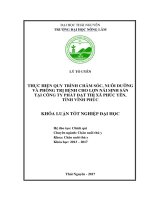 Thực hiện quy chăm sóc nuôi dưỡng và phòng trị bệnh cho lợn nái sinh sản tại công ty Phát Đạt thị xã Phúc Yên  tỉnh Vĩnh Phúc