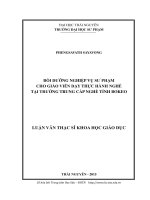 Bồi dưỡng nghiệp vụ sư phạm cho giáo viên dạy thực hành nghề tại trường trung cấp nghề tỉnh bokeo 