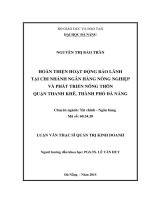 Hoàn thiện hoạt động bảo lãnh tại chi nhánh ngân hàng nông nghiệp & phát triển nông thôn Quận Thanh Khê, Thành phố Đà Nẵng