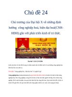 Chủ trương của đại hội x về những định hướng  công nghiệp hoá, hiện đại hoá(CNH hđh) gắn với phát triển kinh tế tri thức  