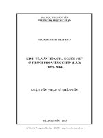 Kinh tế, văn hóa của người Việt ở thành phố Viêng Chăn (Lào) (1975-2014)