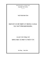 Một số vấn đề triết lý trong ca dao, tục ngữ tỉnh khánh hòa