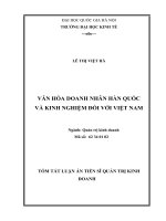 Văn hoá doanh nhân hàn quốc và kinh nghiệm đối với việt nam 