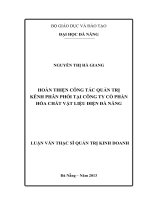 Hoàn thiện công tác quản trị kênh phân phối tại công ty cổ phần hóa chất vật liệu điện Đà Nẵng.