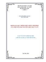 khảo sát quá trình thủy phân tinh bột của một số loại nguyên liệu hạt và củ