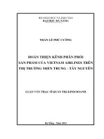 Hoàn thiện kênh phân phối sản phẩm của VietNam Airlines trên thị trường Miền Trung -Tây nguyên