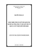 Hoàn thiện công tác kế toán quản trị chi phí tại tổng công ty sản xuất đầu tư dịch vụ xuất nhập khẩu Bình Định.