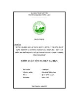 Đánh giá hiệu quả sử dụng đất và đề xuất phương án sử dụng đất sản xuất nông nghiệp giai đoạn 2014  2017, tầm nhìn 2020 trên địa bàn xã Quỳnh Hoàng, huyện Quỳnh Phụ, tỉnh Thái Bình