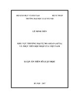KHU VỰC THƯƠNG MẠI TỰ DO ASEAN (AFTA) VÀ THỰC TIỄN HỘI NHẬP CỦA VIỆT NAM (Luận án tiến sĩ)