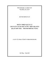 Hoàn thiện quản lý chi ngân sách nhà nước trên địa bàn Quận Sơn Trà- Thành phố Đà Nẵng