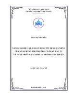 NÂNG CAO HIỆU QUẢ HOẠT ĐỘNG tín DỤNG cá NHÂN của NGÂN HÀNG THƯƠNG mại cổ PHẦN đầu tư và PHÁT TRIỂN VIỆT NAM CHI NHÁNH NINH THUẬN 