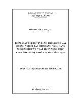Kiểm soát rủi ro tín dụng trong cho vay doanh nghiệp tại chi nhánh ngân hàng NN&PTNT khu công nghiệp Phú Tài, Tỉnh Bình Định