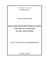 Hoàn thiện kênh phân phối sản phẩm tại công ty cổ phần bia Hà Nội - Quảng Bình