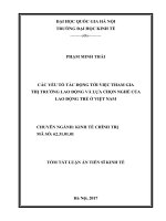 Các yếu tố tác động tới việc tham gia thị trường lao động và lựa chọn nghề của lao động trẻ ở việt nam 