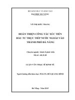 Hoàn thiện công tác xúc tiến đầu tư trực tiếp nước ngoài vào Thành phố Đà Nẵng
