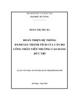 Hoàn thiện hệ thống đánh giá thành tích nhân viên của cán bộ công nhân viên trường Cao đẳng Đức Trí