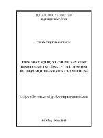 Kiểm soát nội bộ về chi phí sản xuất kinh doanh tại công ty TNHH MTV cao su Chư Sê