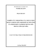 Nghiên cứu ảnh hưởng của chất lượng dịch vụ khám chữa bệnh đến sự hài lòng của bệnh nhân tại bệnh viện da liễu Trung ương Quy Hoà