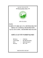 Nguyên cứu hiệu quả của chế phẩm BioTMT trong xử lý rơm rạ thành phân bón tại xã Tân Cương, thành phố Thái Nguyên.