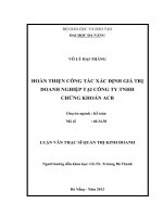 Hoàn thiện công tác xác định giá trị doanh nghiệp tại công ty TNHH chứng khoán ACB