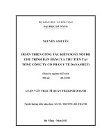Hoàn thiện công tác kiểm soát nội bộ chu trình bán hàng và thu tiền tại tổng công ty cổ phần y tế DANAMECO.