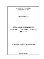 Kế toán quản trị chi phí tại công ty cổ phần đầu tư tập đoàn Khải Vy