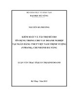 Kiểm soát và tài trợ rủi ro tín dụng trong cho vay doanh nghiệp tại ngân hàng TMCP Việt Nam thịnh vượng(VP Bank), CN Đà Nẵng