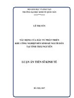 Tác động của đầu tư phát triển khu công nghiệp đến sinh kế người dân tại tỉnh Thái Nguyên (Luận án tiến sĩ)