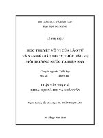 Học thuyết vô vi của lão tử và vấn đề giáo dục ý thức bảo vệ môi trường nước ta hiện nay