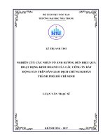 Nghiên cứu các nhân tố ảnh hưởng đến hiệu quả hoạt động kinh doanh của các công ty bất động sản trên sàn giao dịch chứng khoán thành phố hồ chí minh 