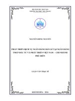 Phát triển dịch vụ ngân hàng bán lẻ tại ngân hàng TMCP đầu tư và phát triển việt nam, chi nhánh phủ diễn 