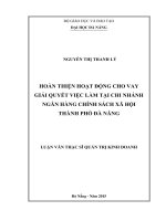 Hoàn thiện hoạt động cho vay giải quyết việc làm tại chi nhánh ngân hàng chính sách xã hội Thành Phố Đà Nẵng