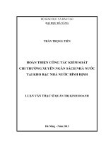Hoàn thiện công tác kiểm soát chi thường xuyên ngân sách nhà nước tại kho bạc nhà nước Tỉnh Bình Định.