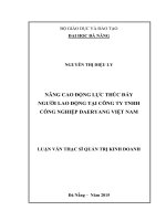 Nâng cao động lực thúc đẩy người lao động tại công ty TNHH công nghiệp Daeryang Việt Nam