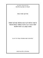 Thiết kế hệ thống bài tập tiếng việt 8 nhằm phát triển năng lực giao tiếp ngôn ngữ của học sinh 