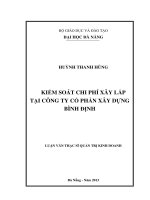 Kiểm soát chi phí xây lắp tại công ty cổ phần xây dựng Bình Định.